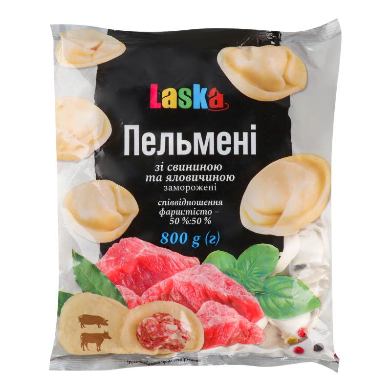 Пельмені зі свининою та яловичиною Laska м/у