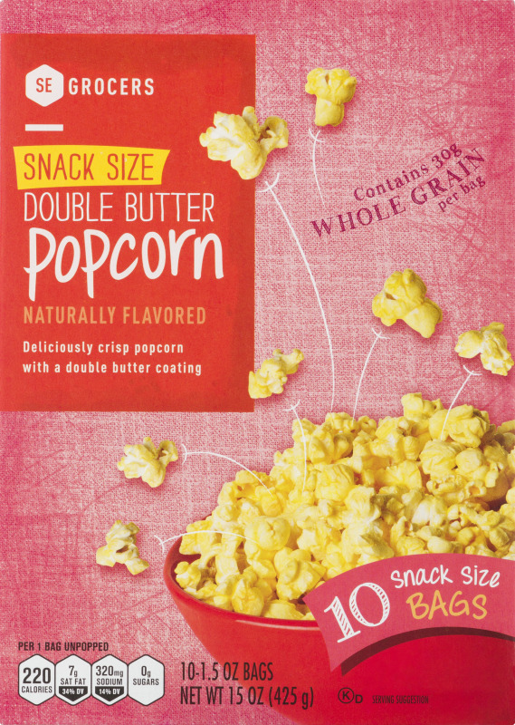 SE Grocers Naturally Flavored Snake Size Double Butter Popcorn 10 CT