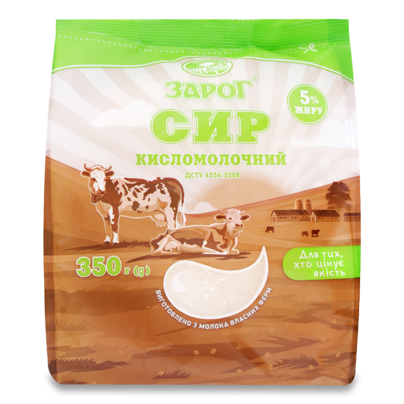 Сир кисломолочний 5% 350г п/е ЗароГ