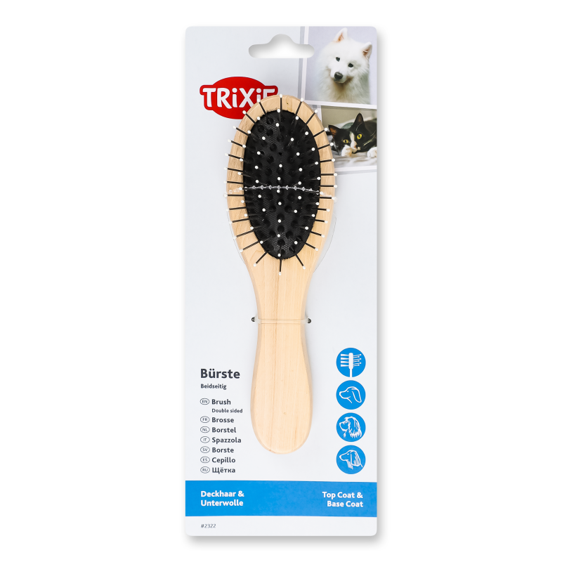 Гребінь-щітка д/собак дерево двостороння 6*17см 2322 Тріксі