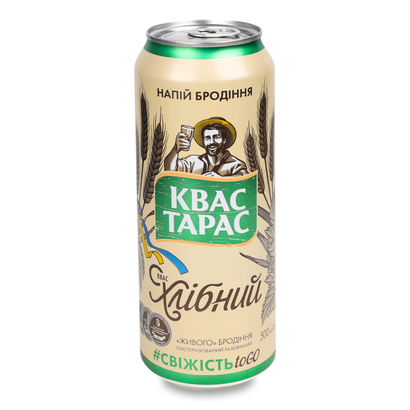 Напій бродіння Квас хлібний газований 0,5л ж/б Квас Тарас