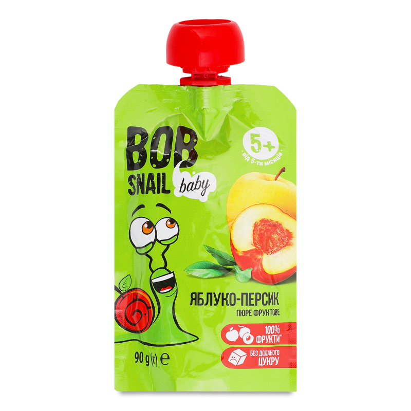 Пюре дитяче Яблуко-персик від 5місяців 90г пауч Bob Snail