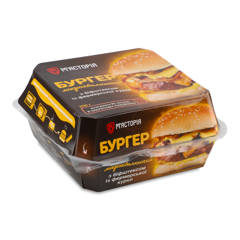 Бургер з біфштексом з фермерської курки 250г М”ясторія