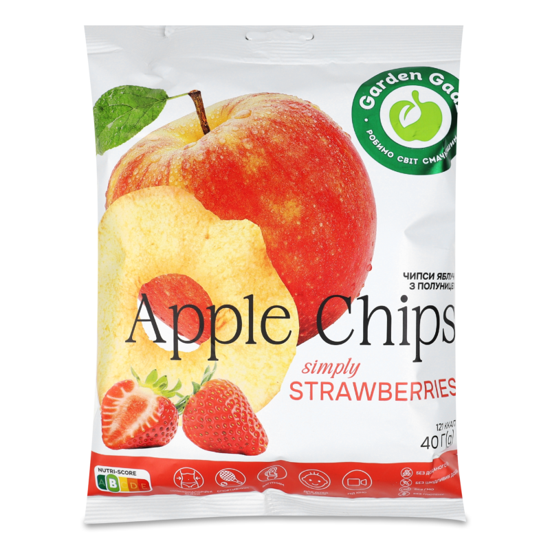 Чипси яблучні з полуницею 40г м/у Garden Gadz