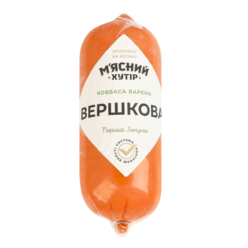 Ковбаса варена з м'ясом птиці Вершкова М'ясний хутір 1ґ кг