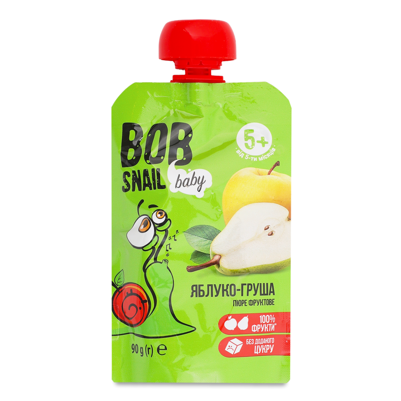 Пюре дитяче Яблуко-груша від 5місяців 90г пауч Bob Snail