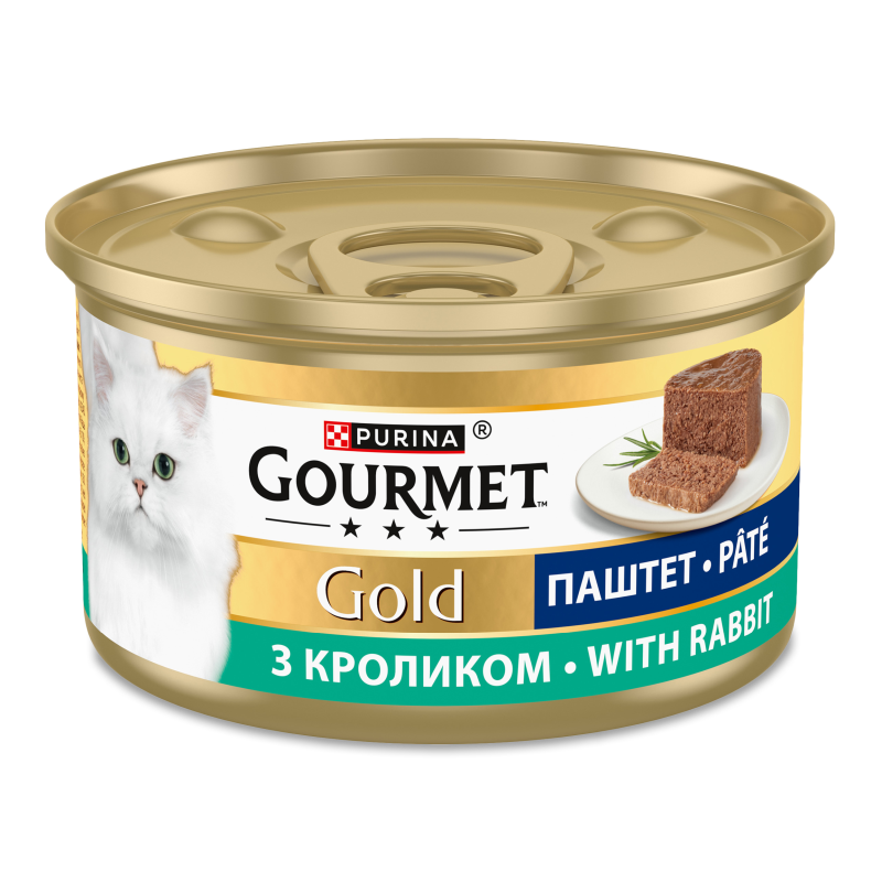 Корм д/котів Голд з кроликом 85г ж/б Гурме
