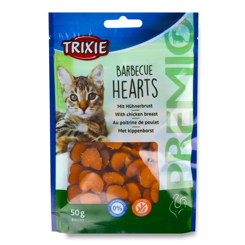 Ласощі д/котів Преміо Барбекю Хартс курка 50г Тріксі
