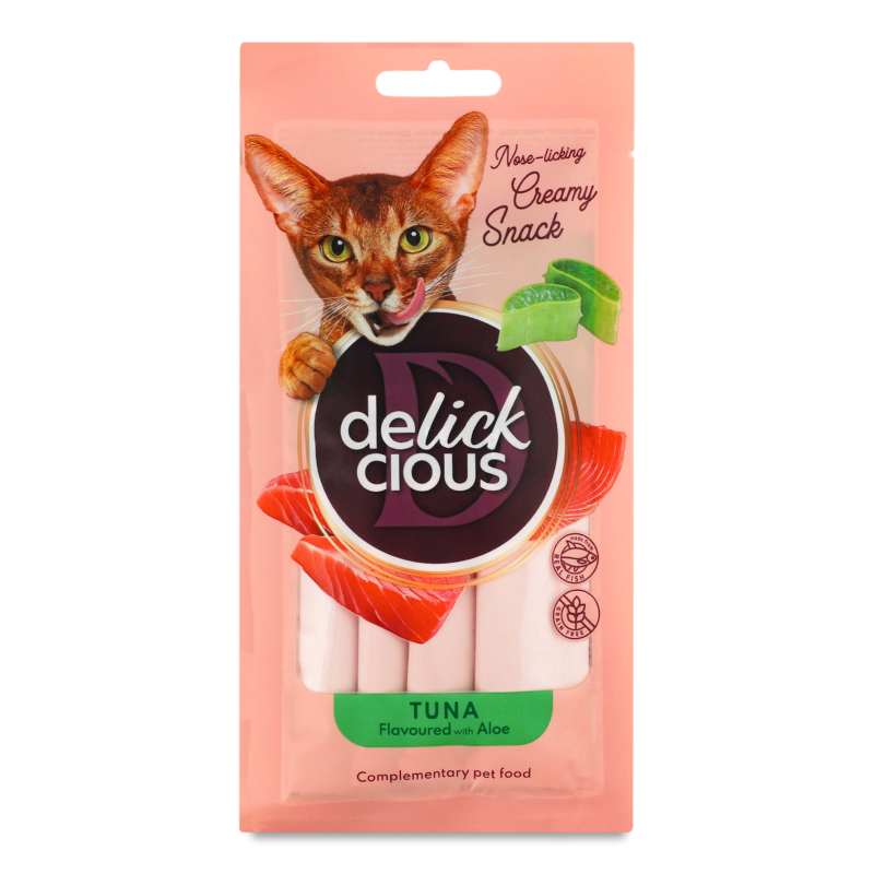 Ласощі д/котів Тунець з додаванням алое 4*15г м/у Delickcious