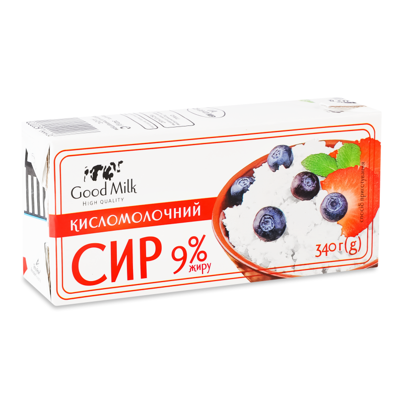 Сир кисломолочний 9% 340г т/п Good Milk