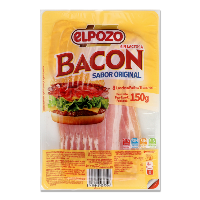 Бекон в/к нарізка 150г в/у Elpozo