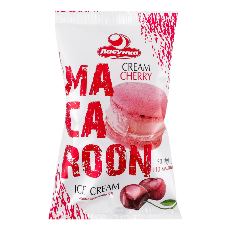 Морозиво 12% Cream-cherry Macaroon Ласунка м/у 50г Ласунка