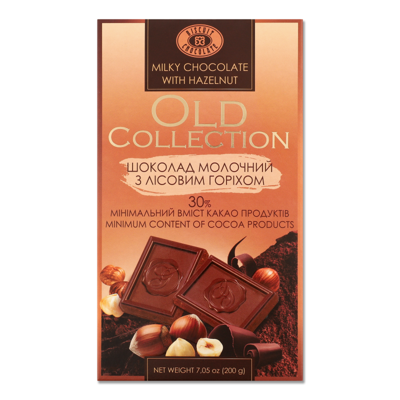 Шоколад Олд Коллекшн молочний з лісовими горіхами 200г Бісквіт-шоколад