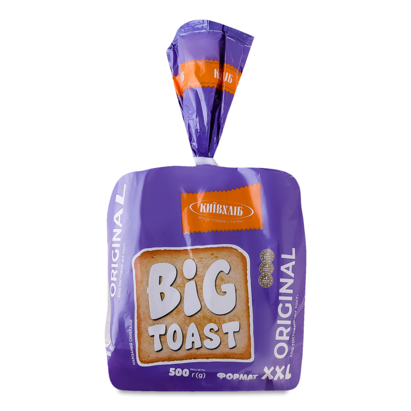 Хліб Біг тост Original нарізаний скибками 500г плівка Київхліб