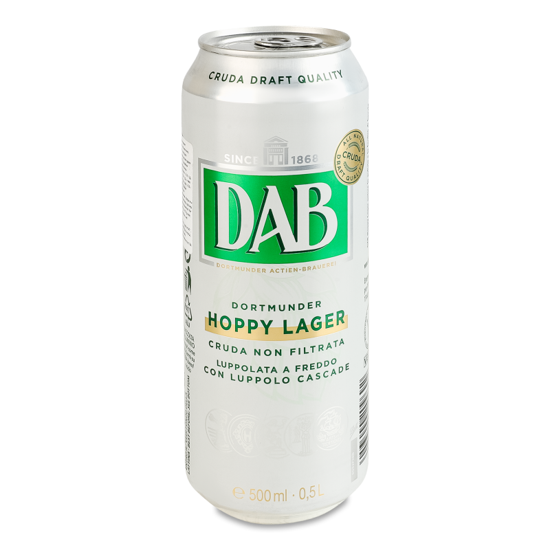 Пиво Хоппі Лагер світле нефільтроване 5% 0,5л ж/б Даб