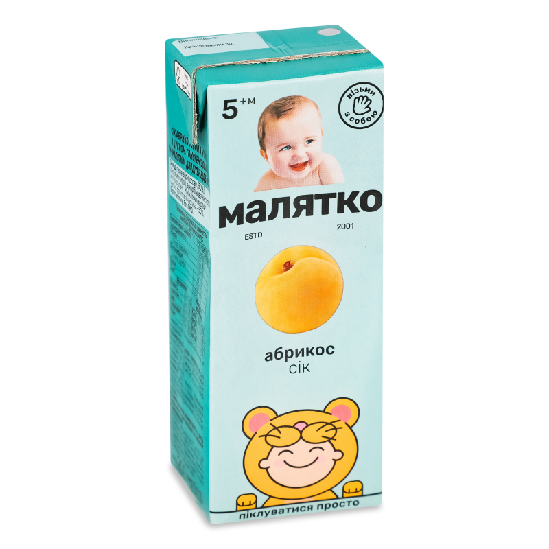 Сік абрикосовий з м”якоттю з 5місяців 200мл т/п Малятко