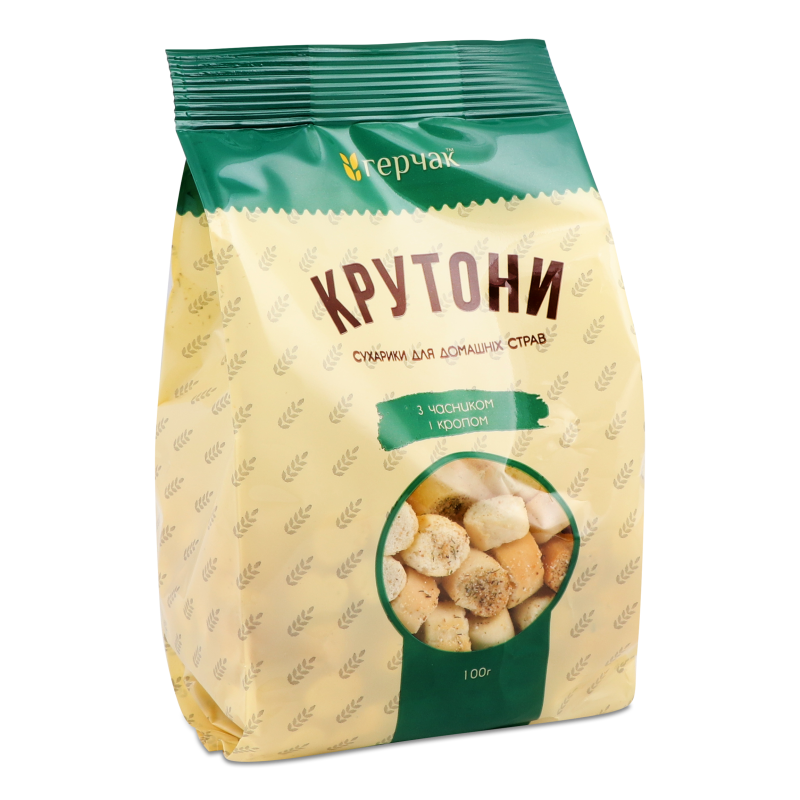 Крутони з часником та кропом 100г Герчак