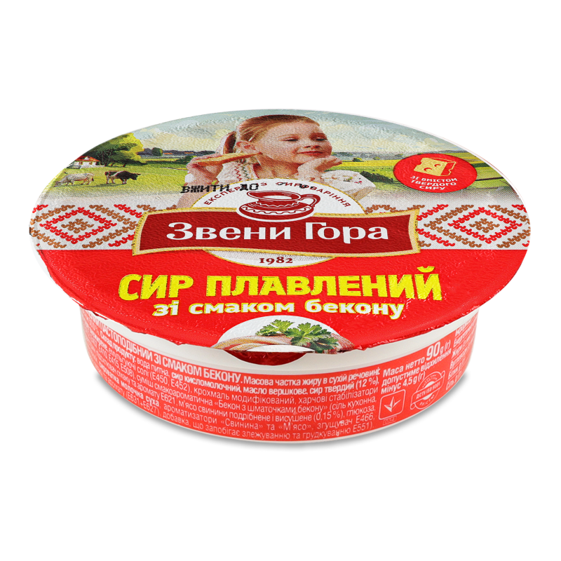 Сир плавлений з беконом 64% 90г Звени Гора