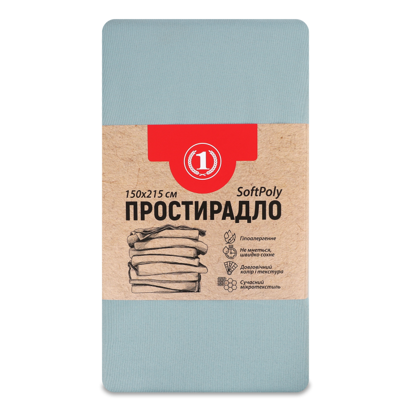 Простирадло бірюзово-сіре 150*215см ТМ “1”