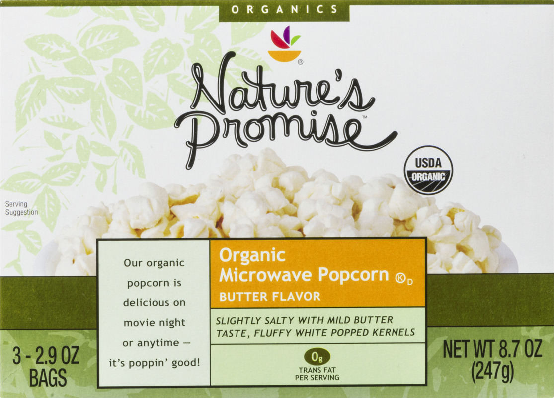 Nature's Promise Organic Microwave Popcorn Bags Butter Flavor 3 CT