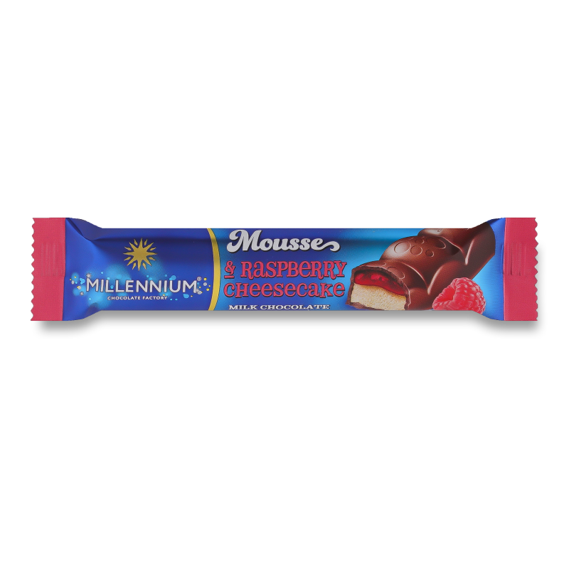 Шоколад Mousse молочний з мусовою та малиновою начинкою 33г Millennium