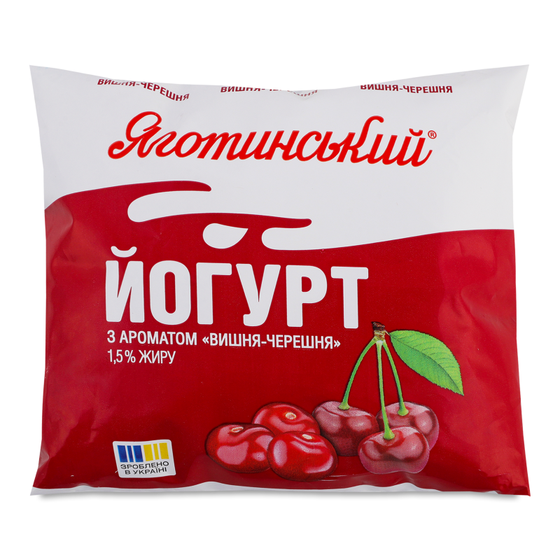 Йогурт питний з ароматом Вишня-черешня 1,5% 400г п/е Яготинський