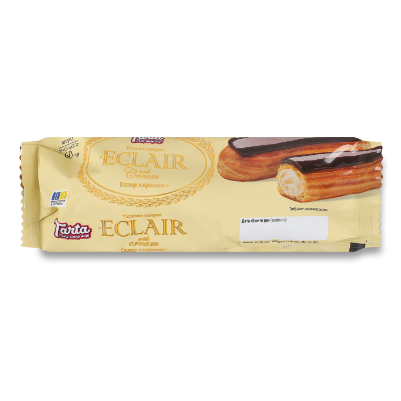 Тістечко заварне Еclair з кремом 60г Tarta