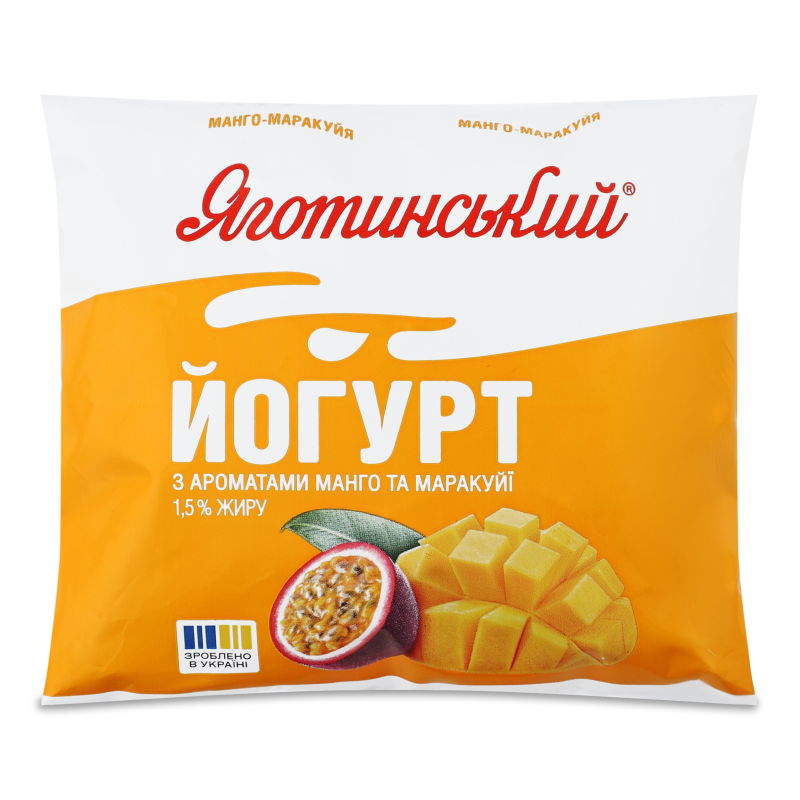 Йогурт питний з ароматом манго та маракуйї 1,5% 400г п/е Яготинський