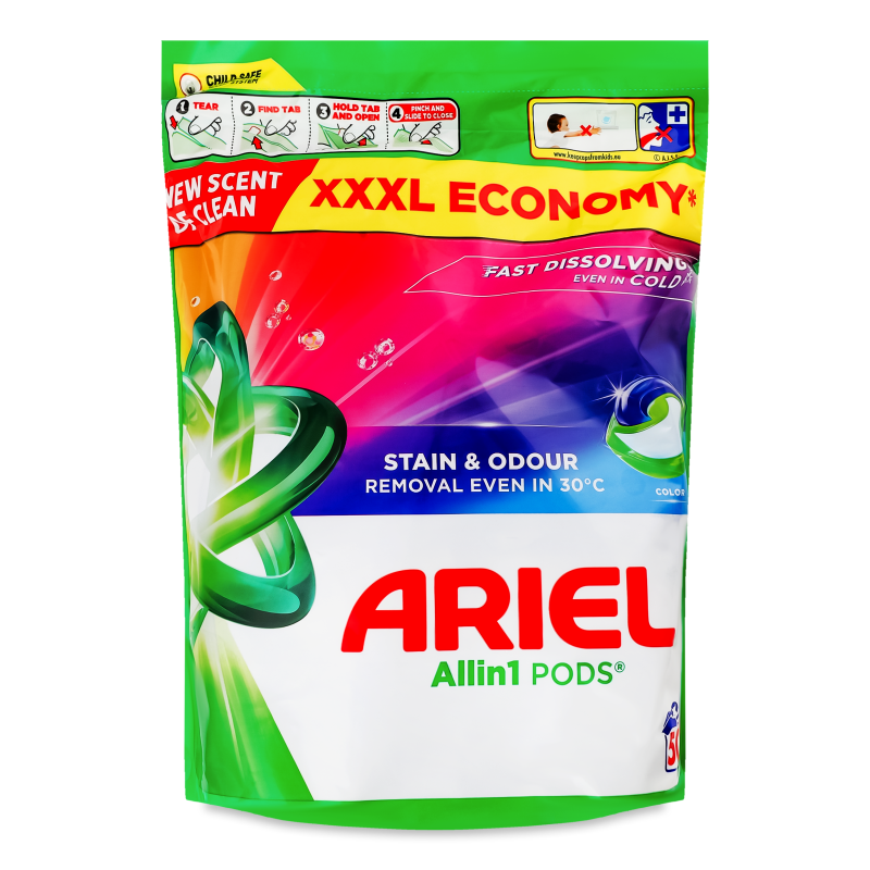 Засіб миючий синтетичний Color Все в 1 50*18,2г капсули Ariel