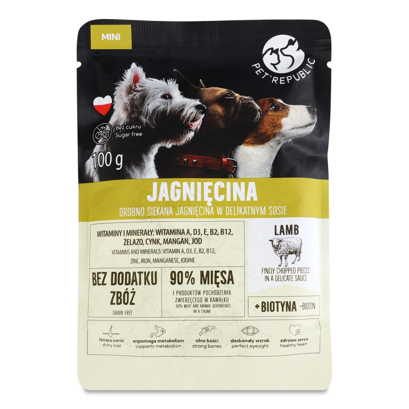 Корм д/собак Шматочки баранини в соусі 100г пауч Pet Republic