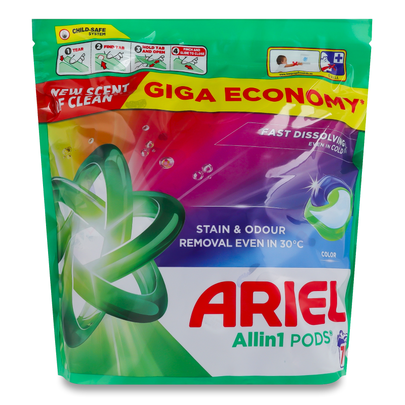 Засіб миючий синтетичний Color Все в 1 70*18,2г капсули Ariel