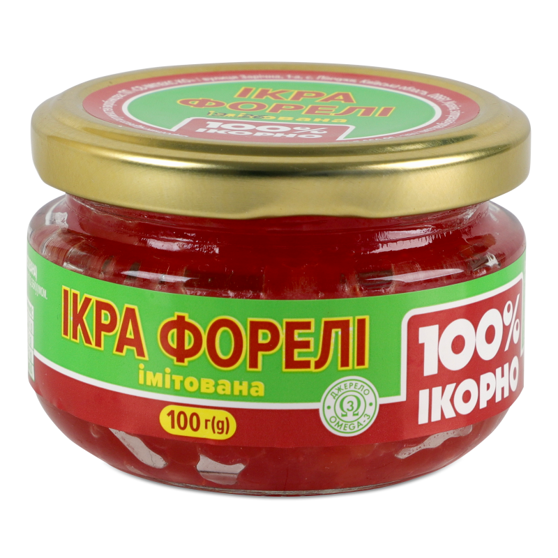 Ікра імітована форелі зерниста 100г скло 100% Ікорно