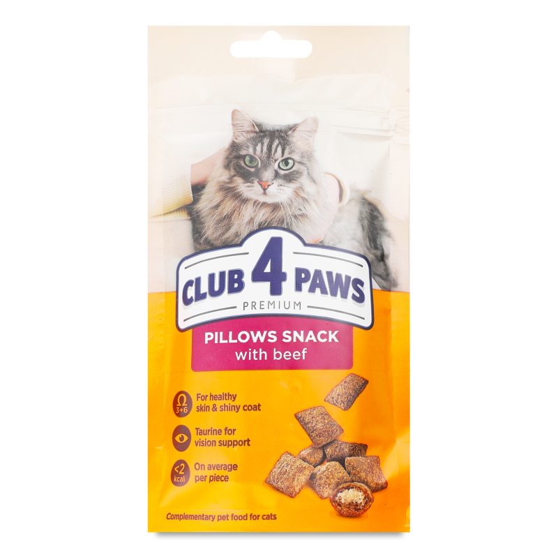 Ласощі д/котів Подушечки Premium з яловичиною 60г Club 4 Paws