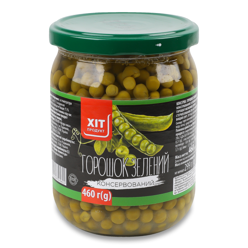 Горошок зелений консервований 460г твіст/б Хіт Продукт