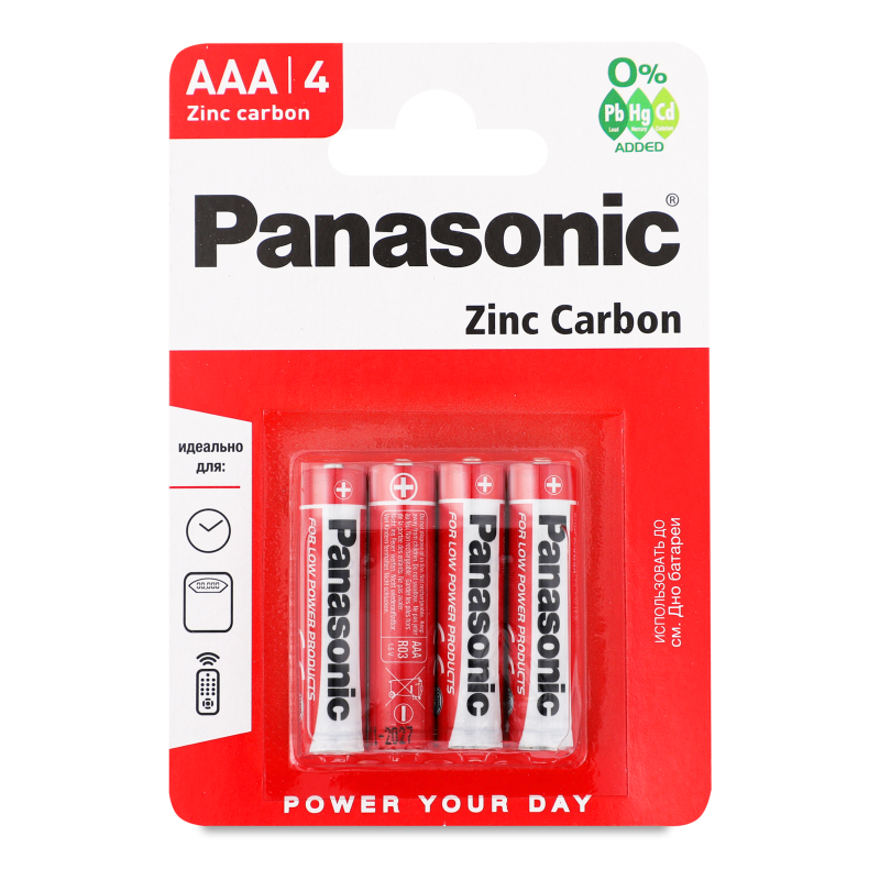 Елемент живлення АAA R03 сольовий 4шт блістер Панасонік