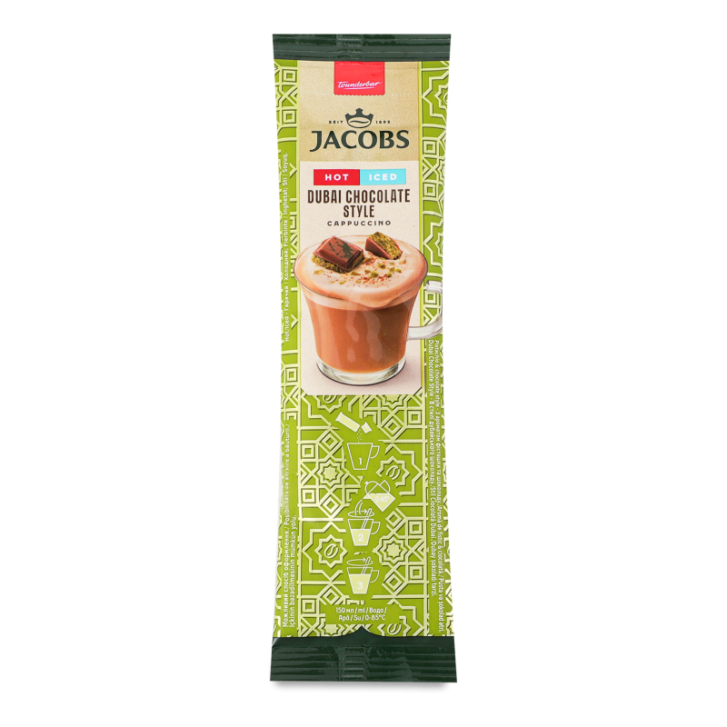 Напій кавовий 3в1 Cappuccino Dubai chocolate розчинний 19,5г стік Jacobs