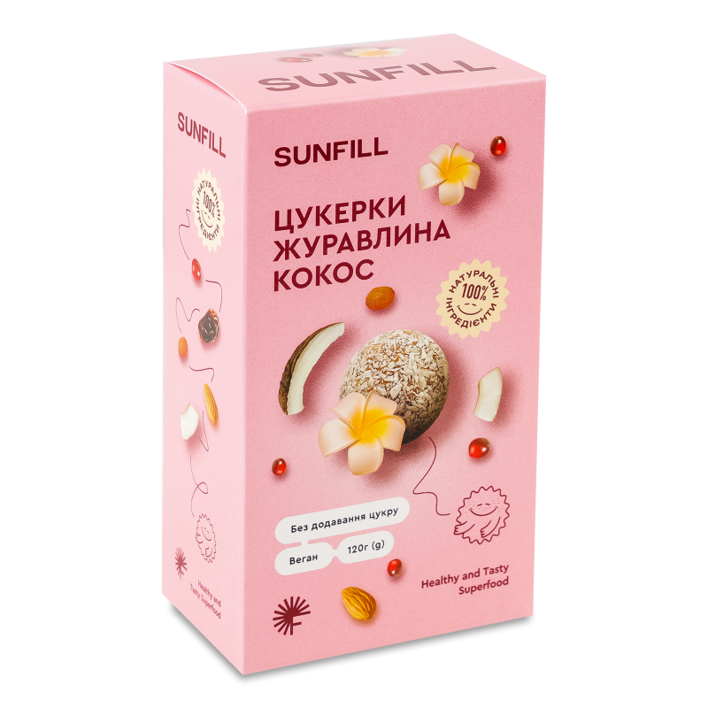 Цукерки Журавлина Кокос 120г Sunfill