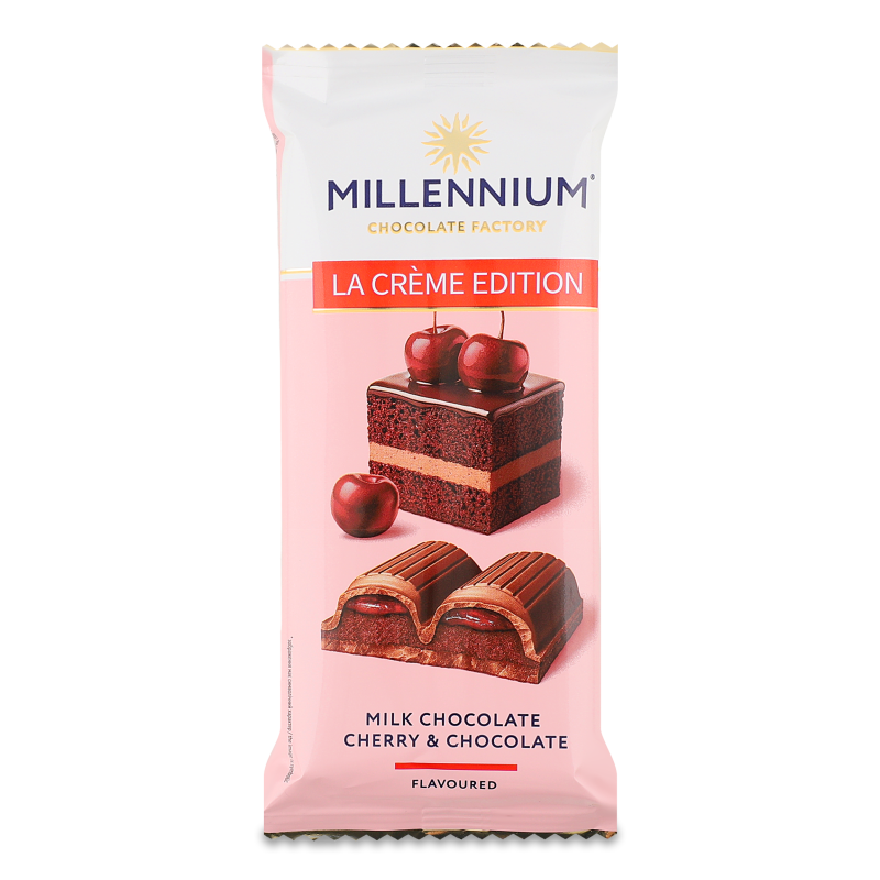 Шоколад La Creme Edition молочний з кремовою та вишневою начинками 100г Millennium