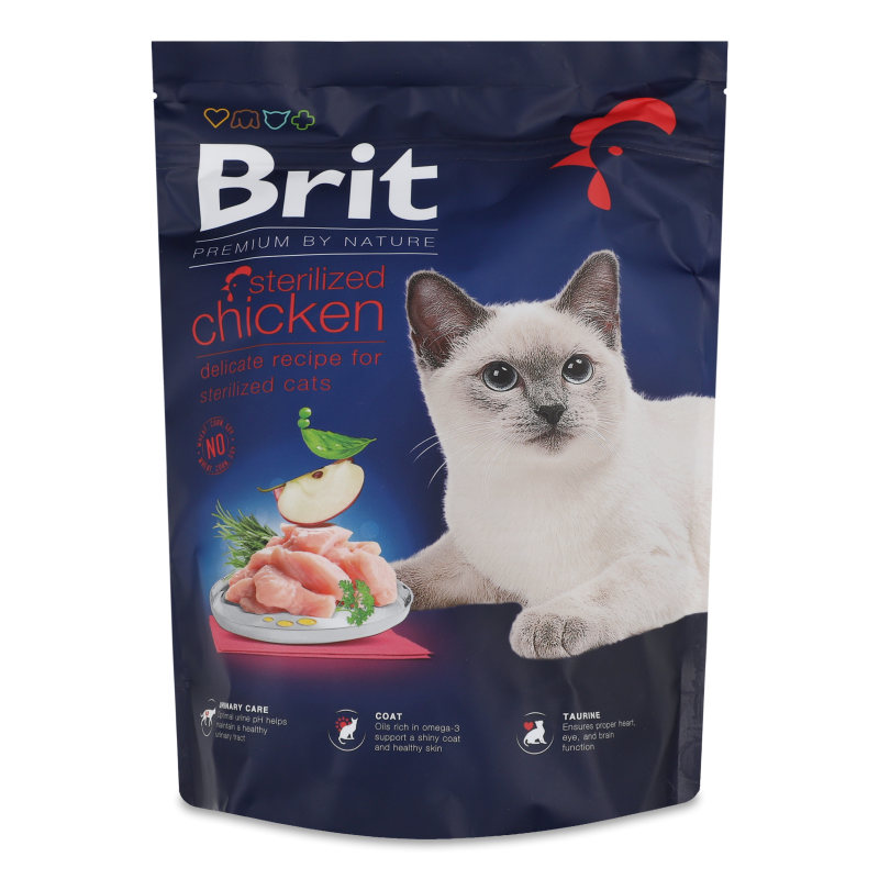 Корм д/стерилізованих котів Преміум бай нейче з куркою сухий 300г Бріт