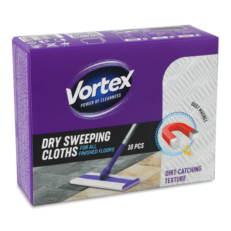 Серветки д/підмітання підлоги господарчі 10шт Vortex