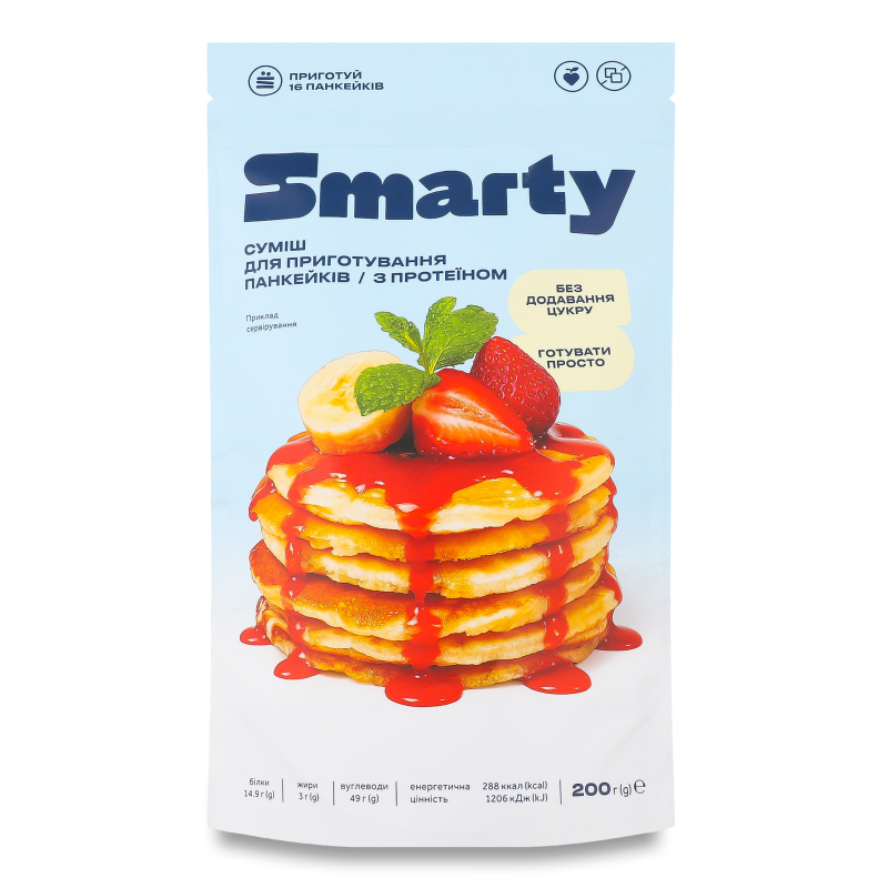 Cуміш д/приготування панкейків з протеїном 200г д/п Smarty