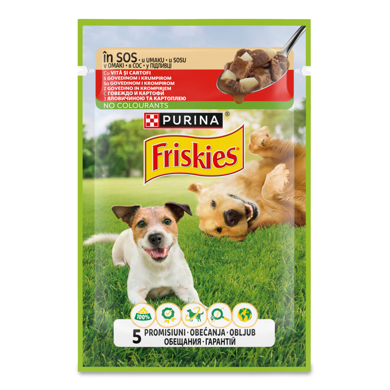 Корм д/дорослих собак з яловичиною та картоплею 85г пауч Фріскіс