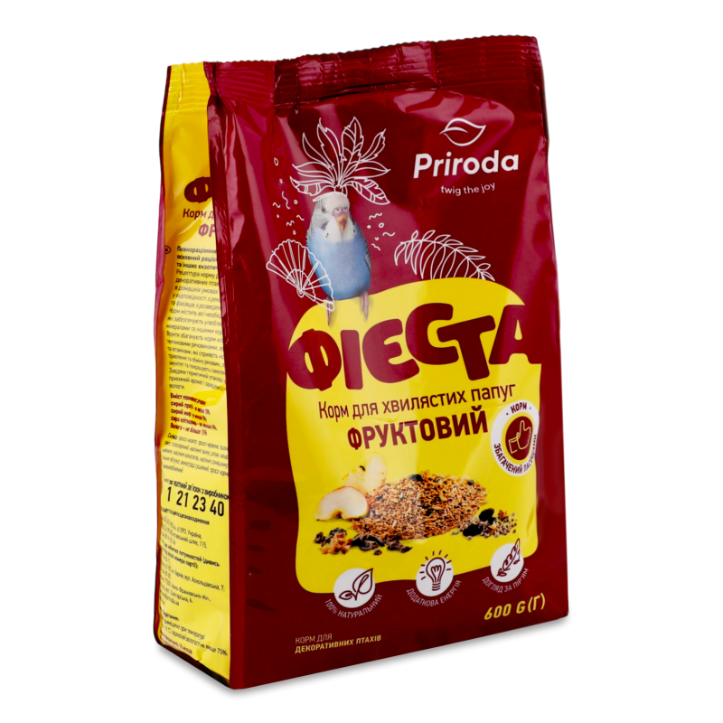 Корм д/хвилястих папуг Фієста Фруктовий 600г Природа