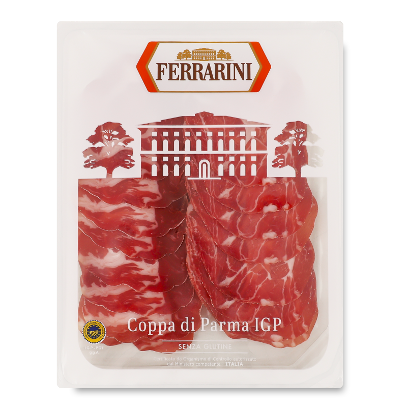 Шинка Коппа ді Парма IGP с/в нарізка 90г газ/уп Ferrarini