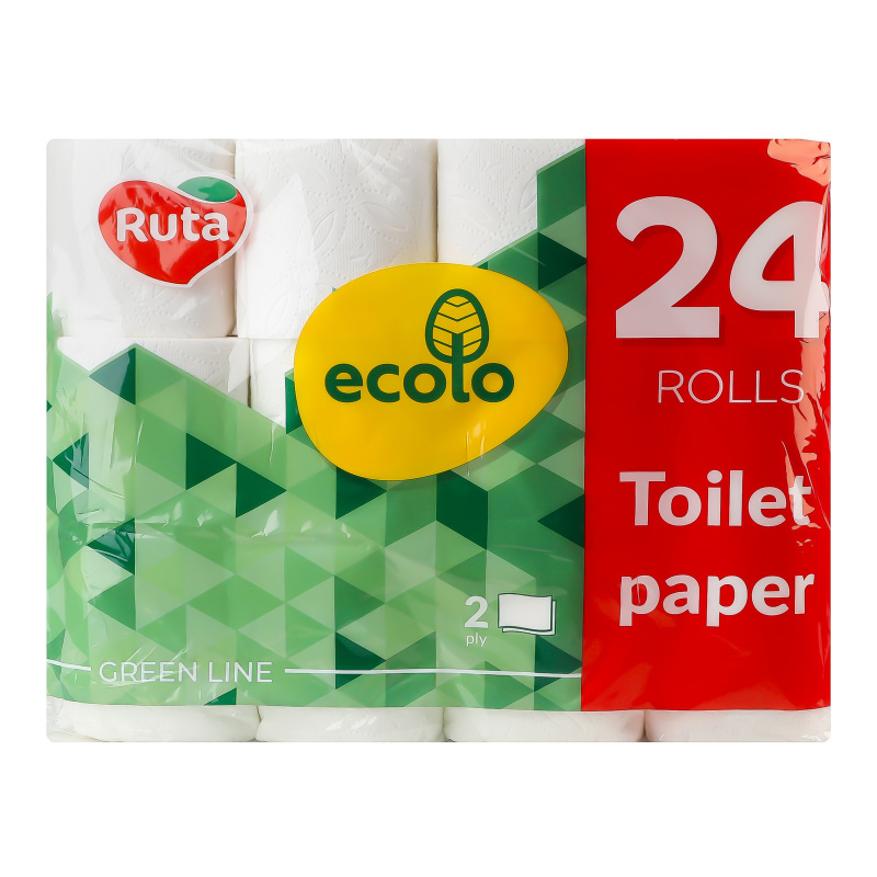 Бумага туалетная 2-х слойная Green line Ecolo 24шт Ecolo