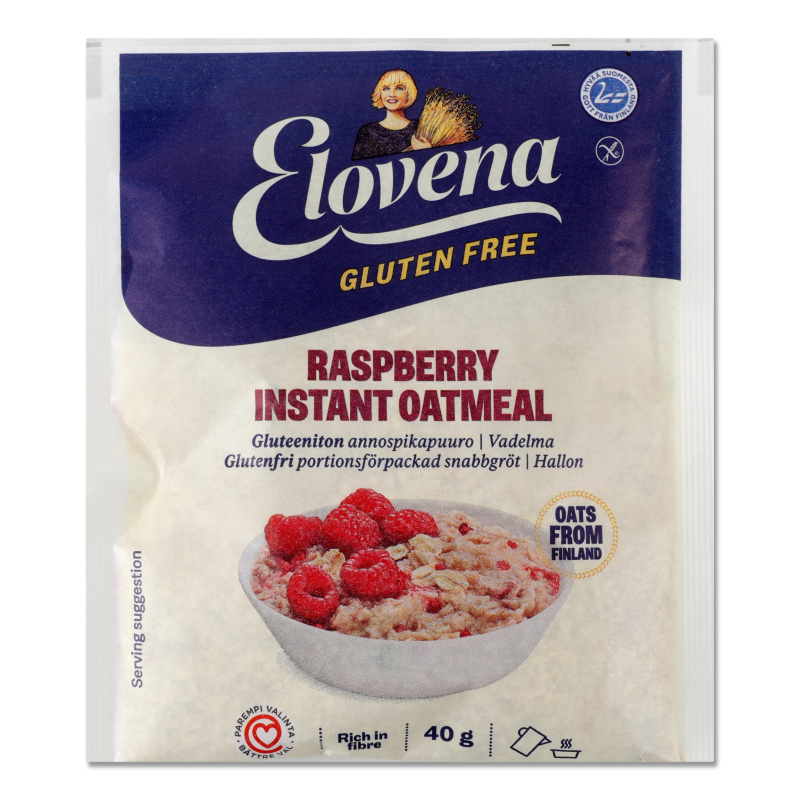 Каша швидкого приготування вівсяна з малиною без глютену 40г Еловена