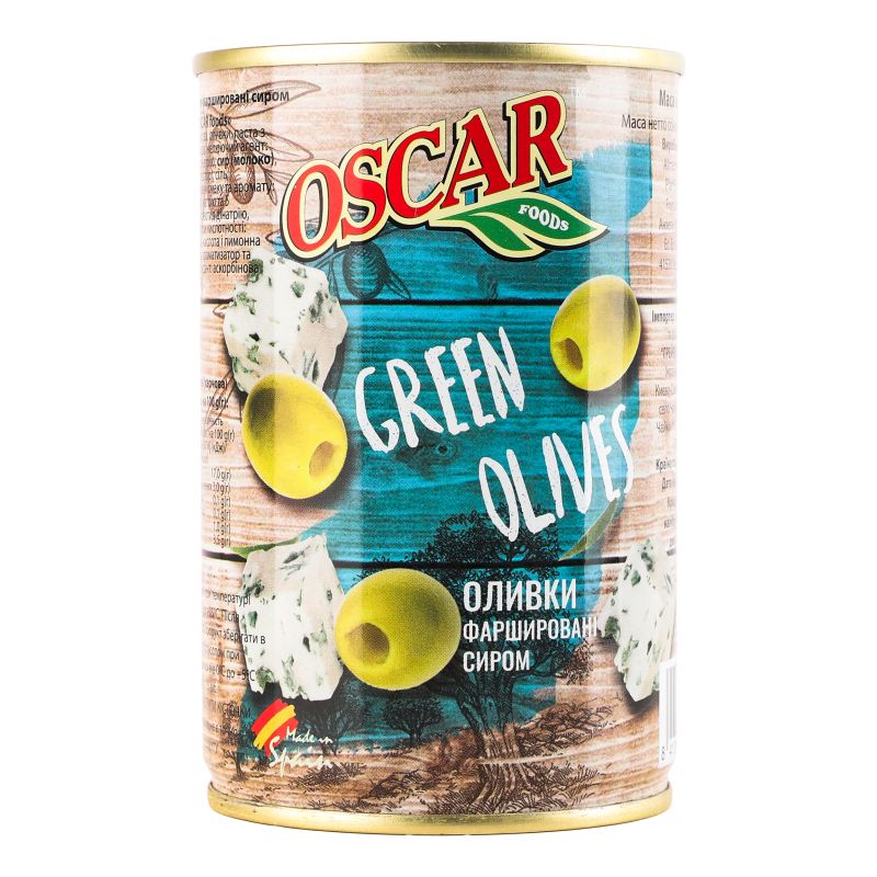 Оливки фаршированные сыром Oscar ж/б 300г Oscar foods(29445121972198 ...