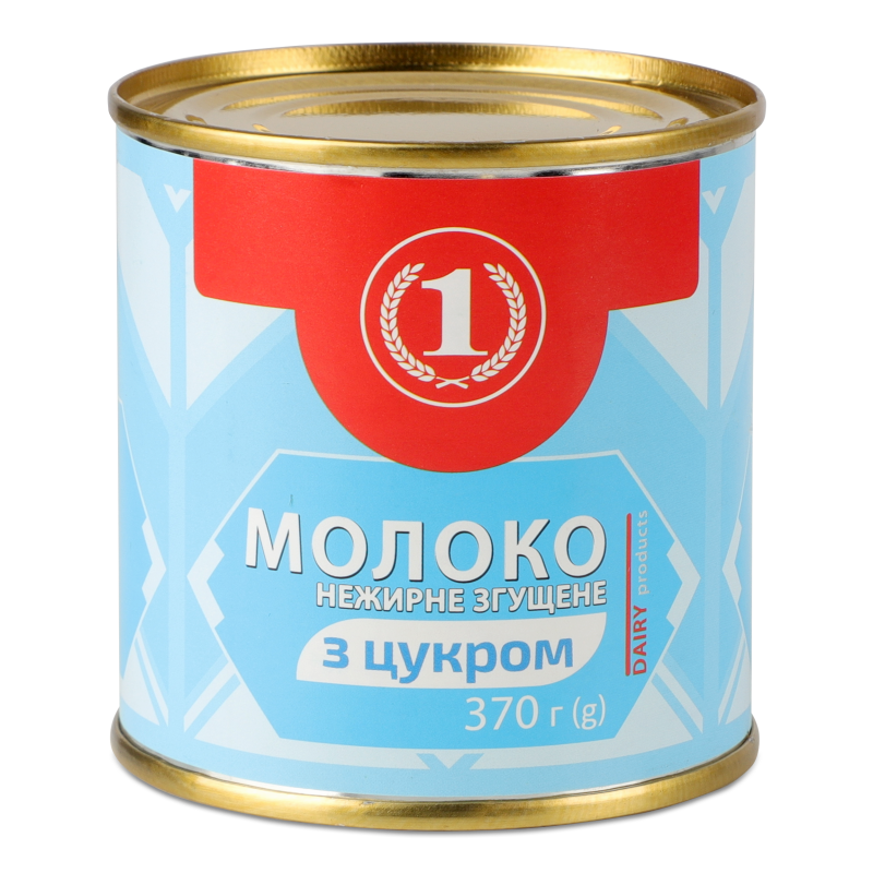 Молоко згущене з цукром нежирне ж/б 370г ТМ “1”