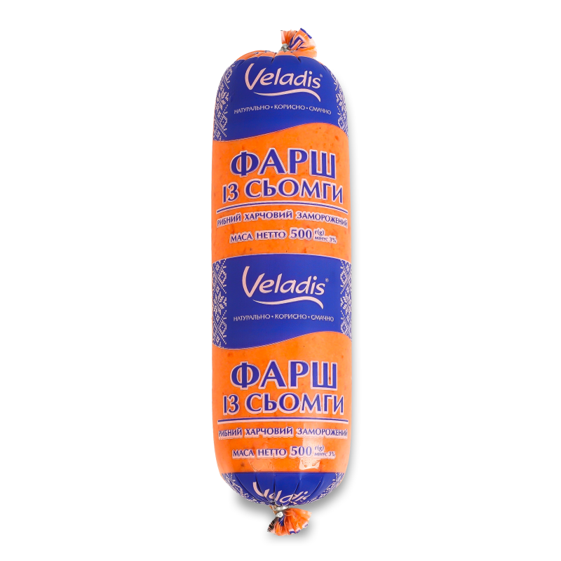 Фарш з сьомги морожений 500г чаб/пак Veladis