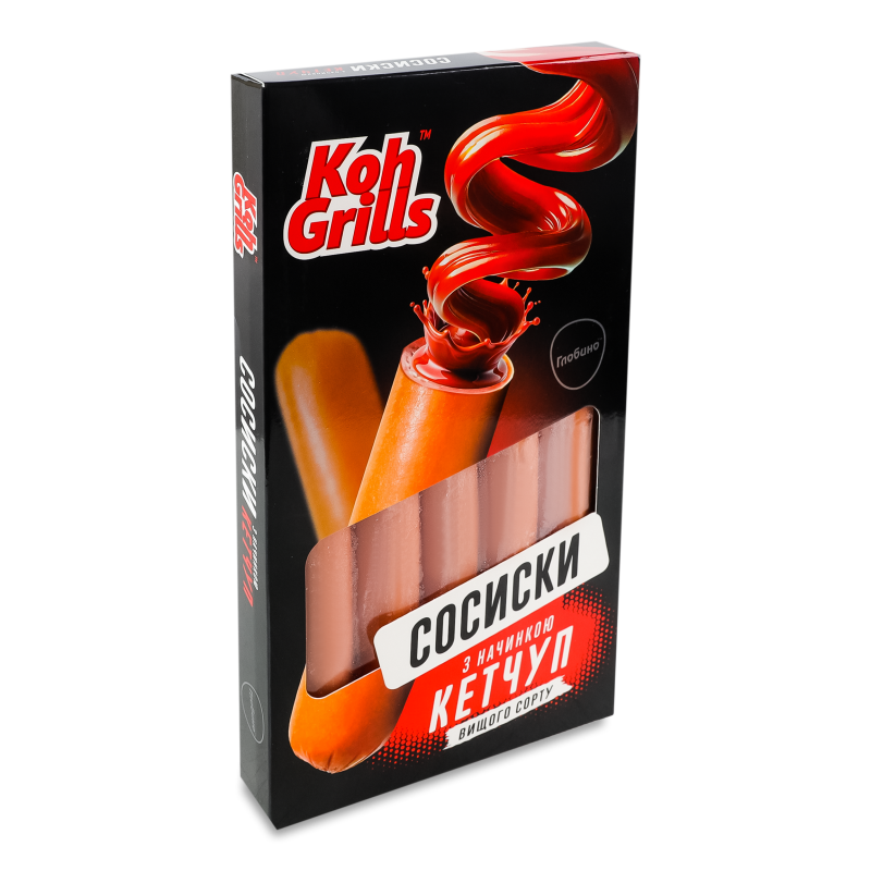 Сосиски з начинкою Кетчуп в/г без оболонки 335г газ/уп Koh Grills